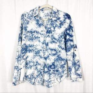 Carmar Bleached Chambray Pearl Snap Western Rodeo Top